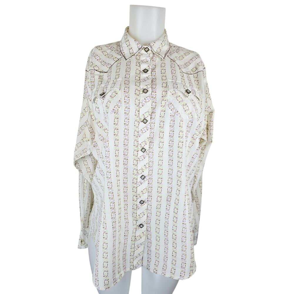 Ariat Women's Pearl Snap Floral Feminine Country Western Shirt XL